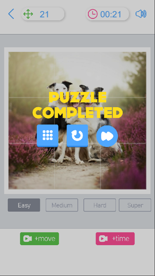 Rotate Puzzle Game Level Completed Screen Screenshot.