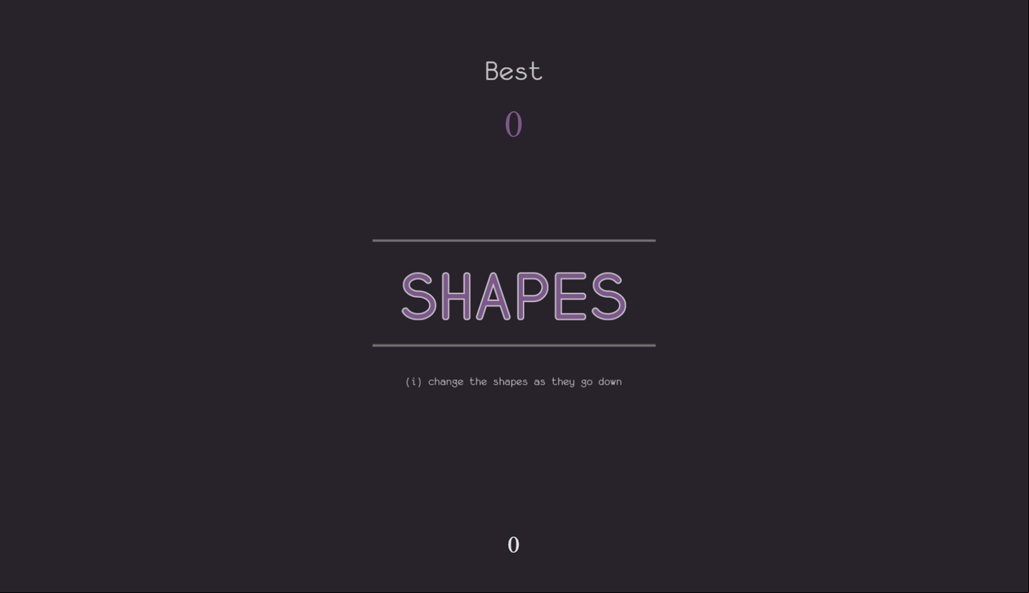 Shapes Game Welcome Screen Screenshot.
