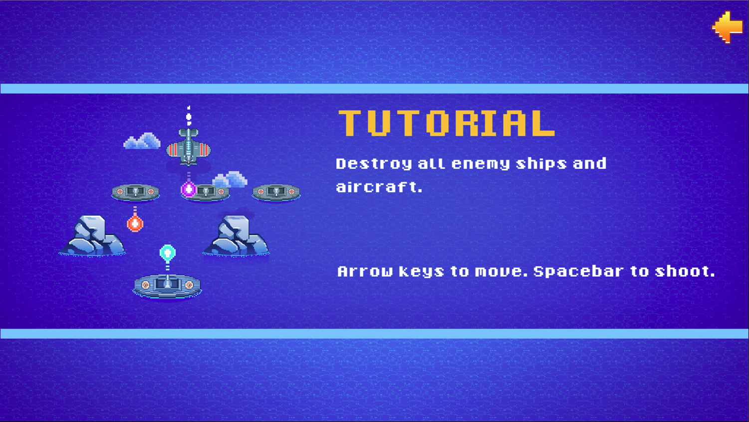 Ship Invaders Game Tutorial Screen Screenshot.