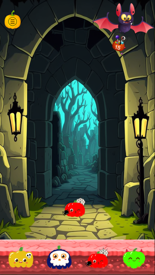 Sky Halloween Color Matching Game Welcome Screen Screenshot.