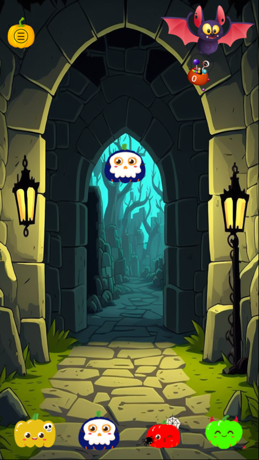 Sky Halloween Color Matching Game Welcome Screen Screenshot.
