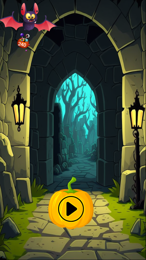 Sky Halloween Color Matching Game Welcome Screen Screenshot.