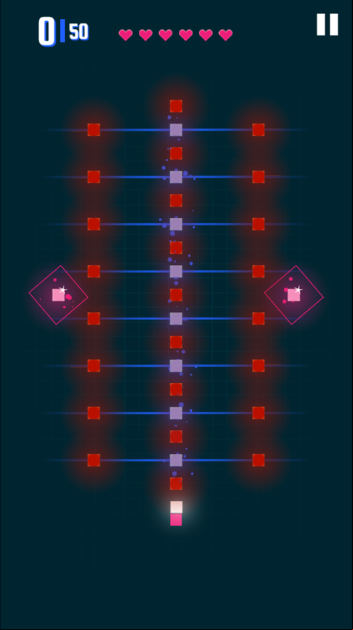 Snake 3000 Game Level With Blue and Red Dots Mixed Together Screenshot.