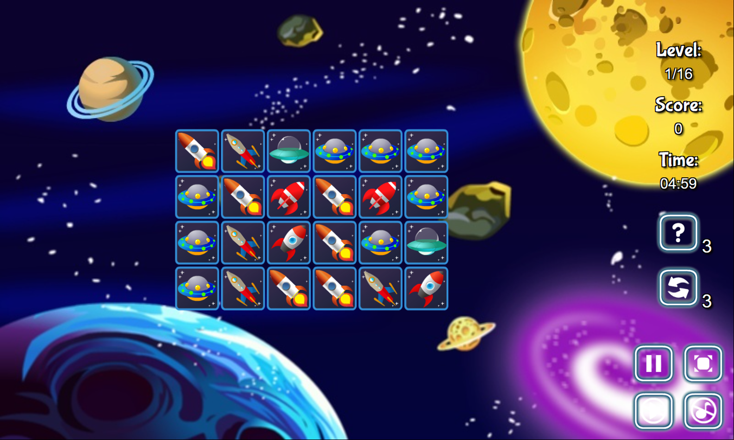 Space Connect Game Start Screenshot.