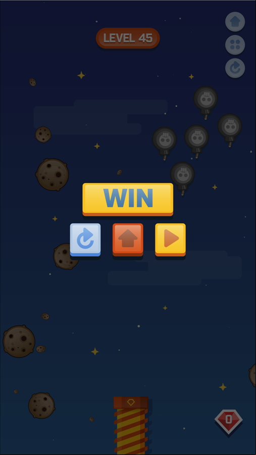 Space Game Level Complete Screen Screenshot.