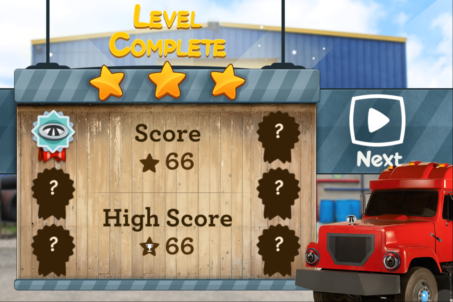 Terrific Trucks Terrific Team Match Up Game Level Complete Screenshot.