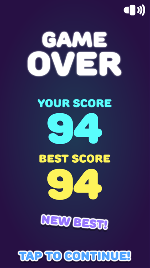Two Colors Game Over Screenshot.