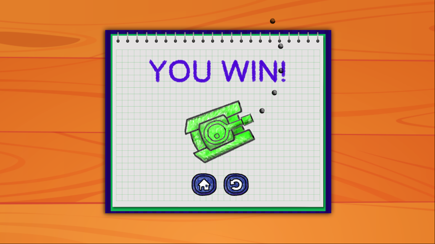 War of Tanks Paper Note Game Single Player You Win Screen Screenshot.