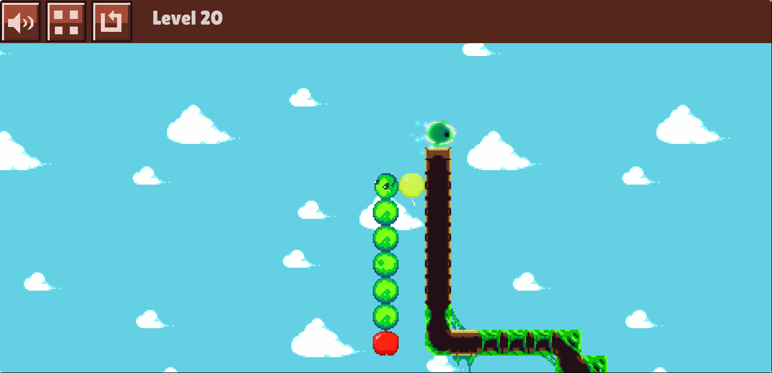 Worm Hole Game Level With Apples and Balloons Screenshot.