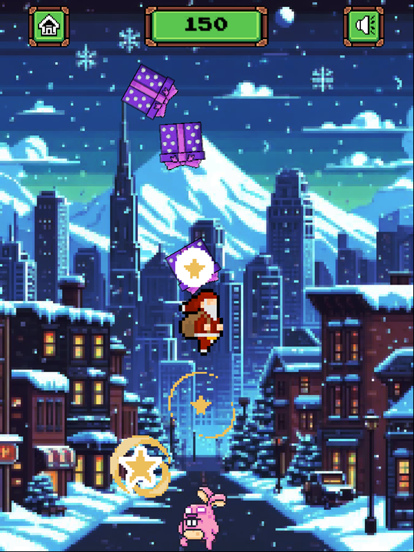Xmas Catch Game Play Screenshot.