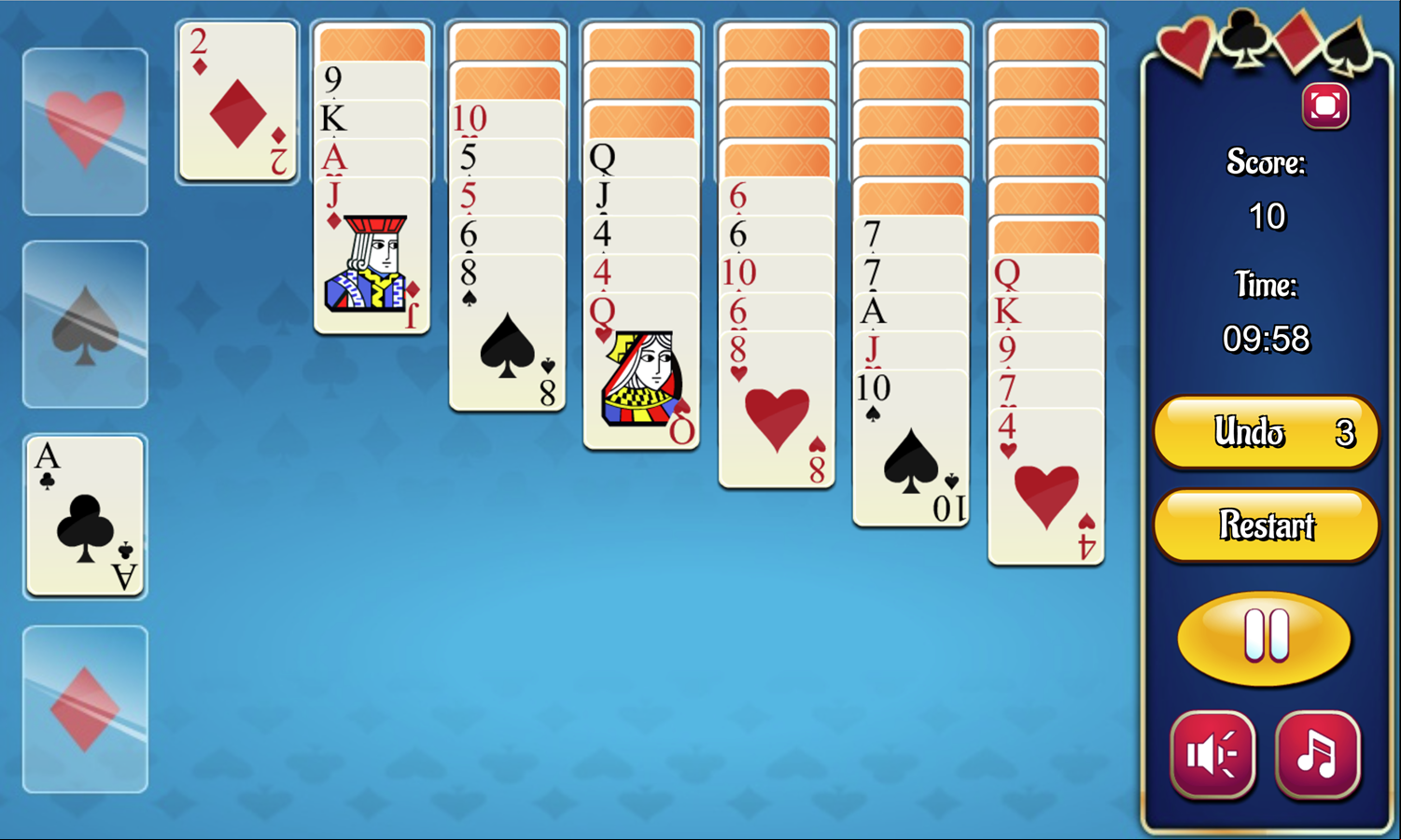Yukon Solitaire Game Screenshot.